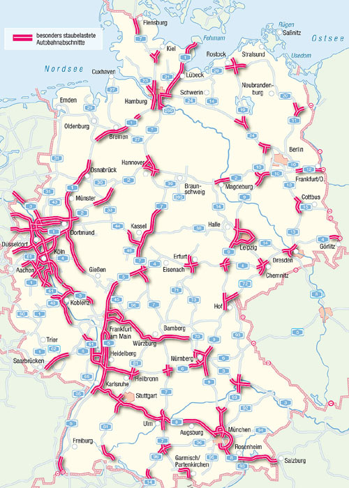 Die Karte zeigt die prognostizierten Staubereiche am Wochenende 21.-23.08.2009
