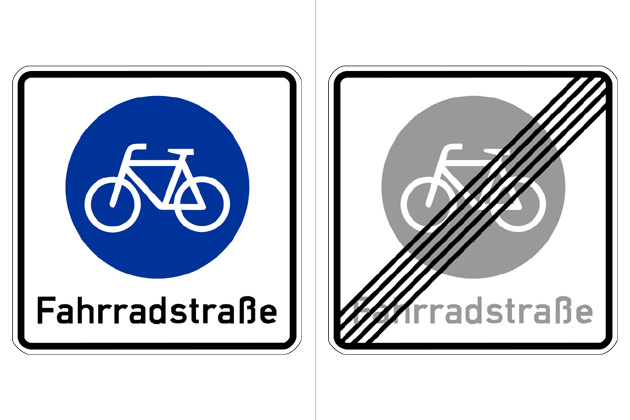 Fahrradstraen gibt es im Gesetz bereits seit 1997, in der Praxis sieht man sie selten. Hier gilt knftig fr Radler und Autofahrer ein Tempolimit von 30 km/h