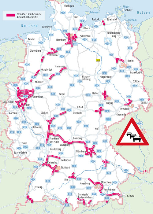 Die Karte zeigt die prognostizierten Staubereiche am Wochenende 09.-11.04.2010