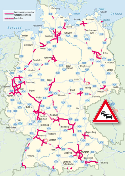 Die Karte zeigt die prognostizierten Staubereiche am Wochenende 02.-04.07.2010