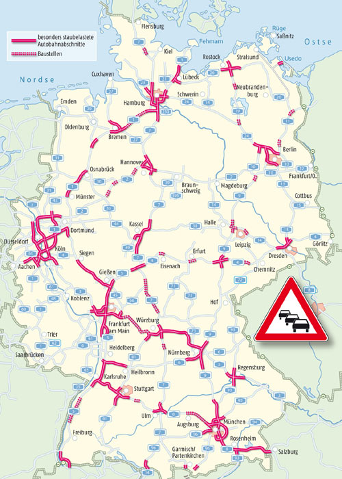 Die Karte zeigt die prognostizierten Staubereiche am Wochenende 09.-11.07.2010