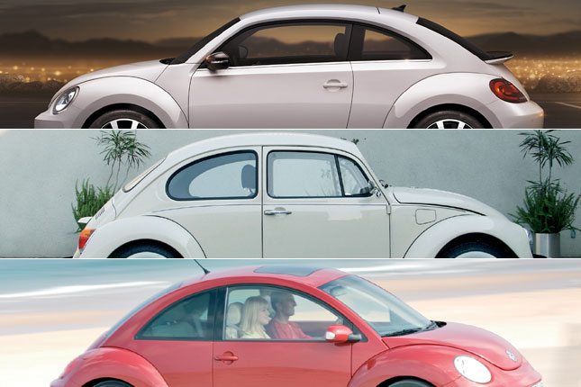 Der neue Beetle ist mit der lngeren Haube und der steileren Scheibe enger am Original als der New Beetle