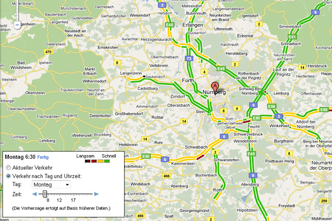 Auch eine Prognose-Funktion steht zur Vefgung: Montag frh ist vermutlich mehr los als Freitag Mittag, als Bild 1 entsteht