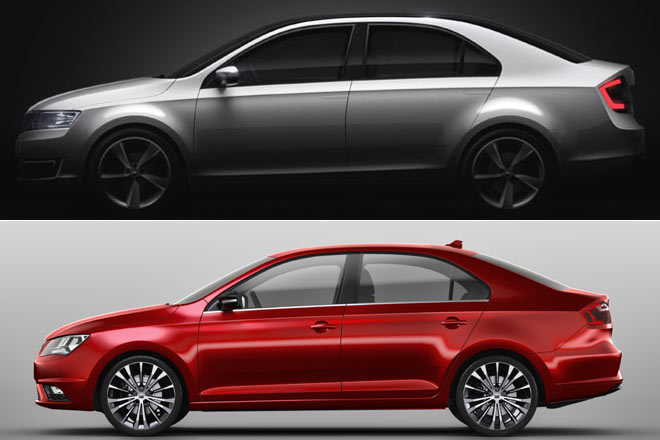 Das gleiche Auto wird auch von koda erscheinen, im Bild die Vorlufer-Studie &raquoMissionL«. Beide Modelle werden bei koda gebaut – nichts Besonderes in Zeiten, wo etwa Audi bei Seat produzieren lsst