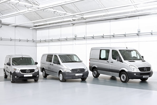 Der Citan ergnzt das Programm von »Mercedes-Benz Vans« unterhalb von Sprinter und Vito. Nicht im Bild ist der Mercedes Vario