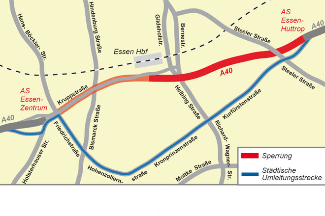 Dort und auch auf der innerstdtischen Umleitungsstrecke sind vielfltige Behinderungen zu erwarten