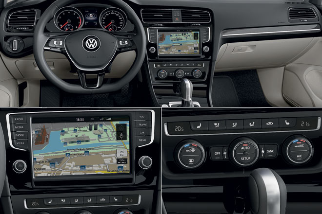 Die zum Fahrer geneigte Mittelkonsole ist eher kein Fortschritt, vier verschiedenfrmige Luftausstrmer machen das Interieur optisch unntig unruhig. Navi mit gewollt wirkenden, kleineren Tasten. Klimaanlage wieder mit Displays und Halbgradschritten, aber weiter nur mit dreistufiger Sitzheizung. Die schwcher motorisierten Modelle verfgen nur ber ein 5-Gang-Getriebe