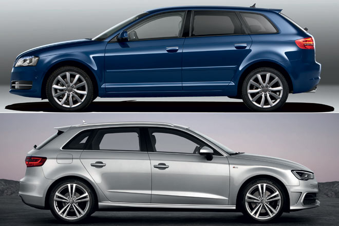 Die Gegenberstellung mit dem alten A3 Sportback zeigt die (geringen) Unterschiede
