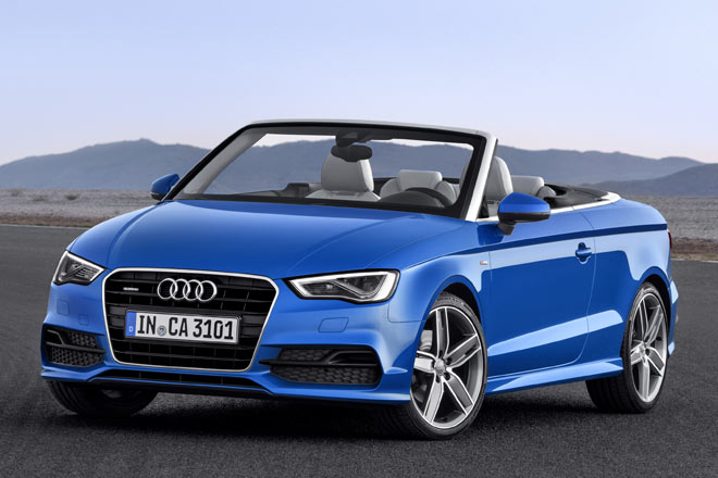 Audi prsentiert auf der IAA das neue A3 Cabriolet, hier im Bild mit dem optionalen S-Line-Paket