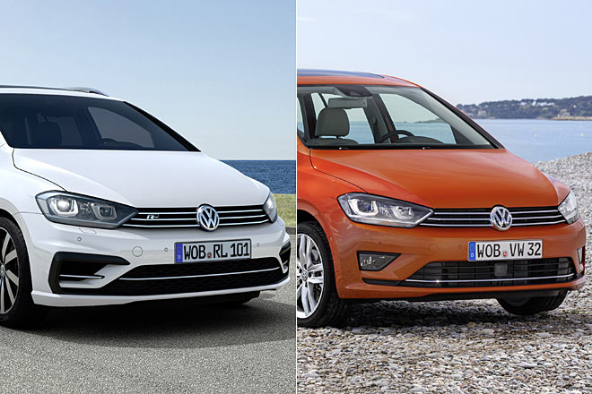 Golf Sportsvan mit und ohne R-Line-Exterieur im Vergleich: Auch unter Bercksichtigung der schlechteren Farbe kann die normale Version nicht mithalten