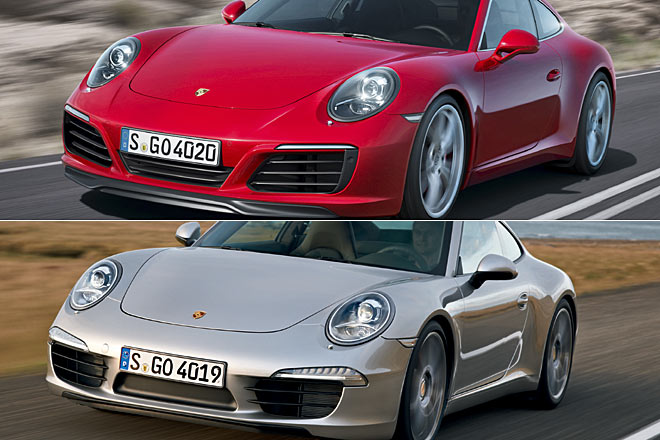 Knftiger und auslaufender Carrera S im Vergleich: Die Kosmetik in Sachen Blinker, Spiegelfu und Frontschrze steht dem Klassiker prima