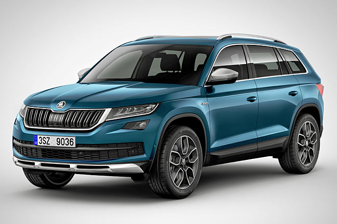 Wem der �koda Kodiaq zu sehr nach Van und zu wenig nach SUV aussieht, kann den Modellbruder des VW Tiguan Allspace demn�chst auch mit einem Offroad-Paket f�r Design und Technik bestellen