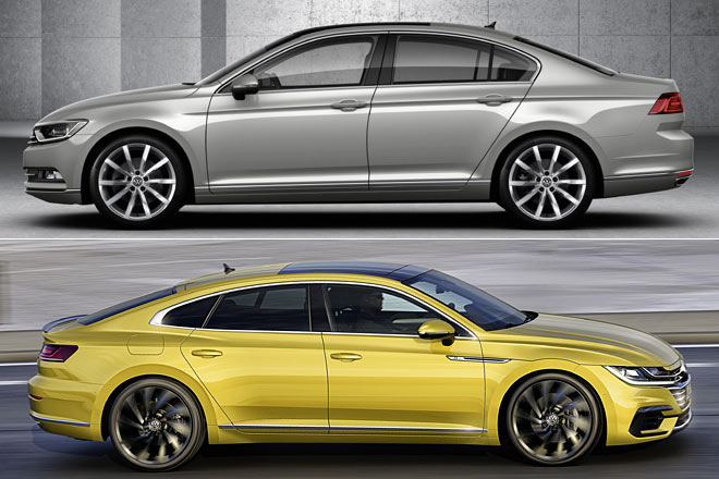 Gegenüber dem Arteon wirkt die Passat-Limousine noch biederer als sowieso schon