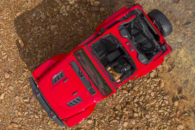 Die Vogelperspektive zeigt diverse schwarze Einsätze auf und vor der Motorhaube. Es wird noch mehr Dach- und Türkombinationen geben als bisher