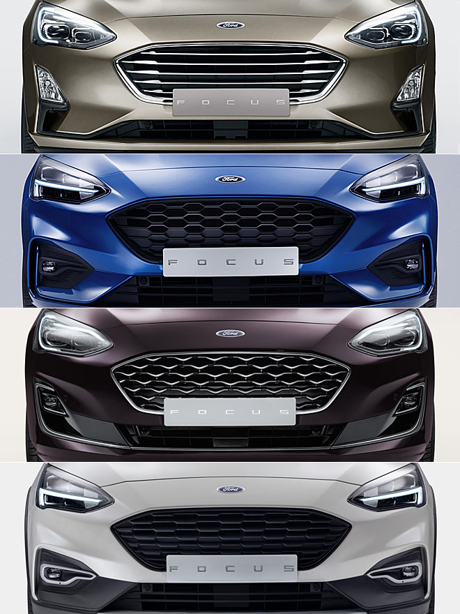 Titanium, ST-Line, Vignale und Active im Fok(c)us: Jeder ist ein bisschen anders. Wie die unterschiedlichen Signaturen des Tagfahrlichts zu den Lines oder Scheinwerfer-Techniken zugeordnet sind, bleibt offen