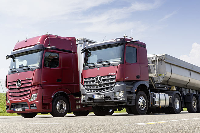 Die meisten Neuerungen lässt Mercedes auch dem Schwestermodell Arocs zukommen, dort aber nur optional