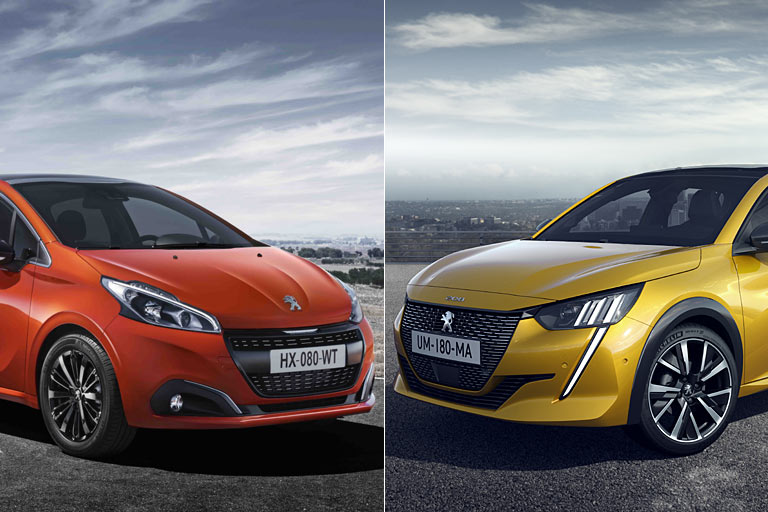 Alter und neuer 208 im Vergleich: Der Design-Fortschritt ist signifikant, wenn auch die Spalte an der neuen Motorhaube nicht hätte sein müssen