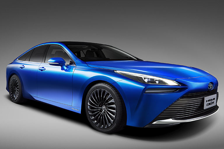 Toyota zeigt die zweite Generation des Wasserstoffautos Mirai. Noch als Concept bezeichnet, ist der Wagen erkennbar seriennah