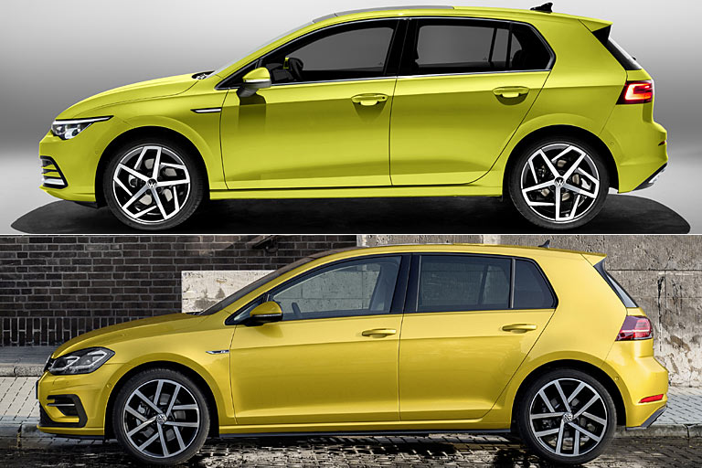 Hier hat der alte den R-Line-Bonus. Doch auch sonst wirkt er besser, beispielsweise was Sicke, Spiegel, Türgriffe und hinteren Türausschnitt angeht