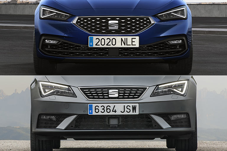 Der neue Leon im Vergleich mit dem bisherigen: Grill und Scheinwerfer haben gewonnen, die Haube nicht