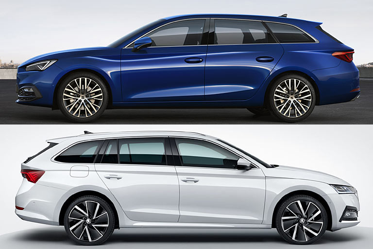 Leon Sportstourer vs. Octavia Combi: Der Spanier kommt ohne geteiltes Fond-Fenster aus, im Übrigen ist der Tscheche das noch feiner gezeichnete Auto