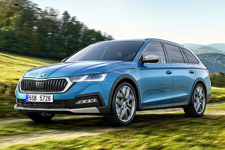 Schlechte Fotomontage, schönes Auto: Der neue Škoda Octavia kommt auch wieder als Scout. Sie Offroad-angehauchte Version ist laut Hersteller ein Lifestyle-Kombi