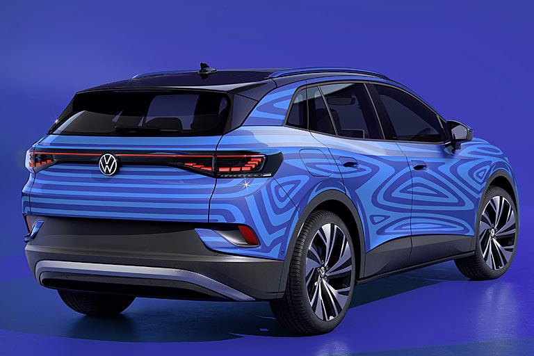 ... mit einer geradezu erschreckend primitiveren und beliebigen Designsprache. Bild zeigt eine fast serienreife Version des ID.4, der noch 2020 erscheinen soll