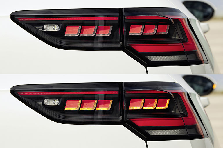 Die optionalen sog. 3D-Rückleuchten sind chic, vor allem was die Blinker-Integration betrifft. Der Blinker ist auch animiert