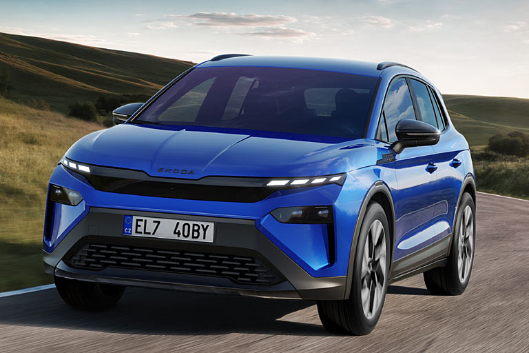 So sieht der Elroq als Sportline aus. Diese Ausstattungslinie ist mit allen drei Batteriegrößen und Leistungsstufen kombinierbar