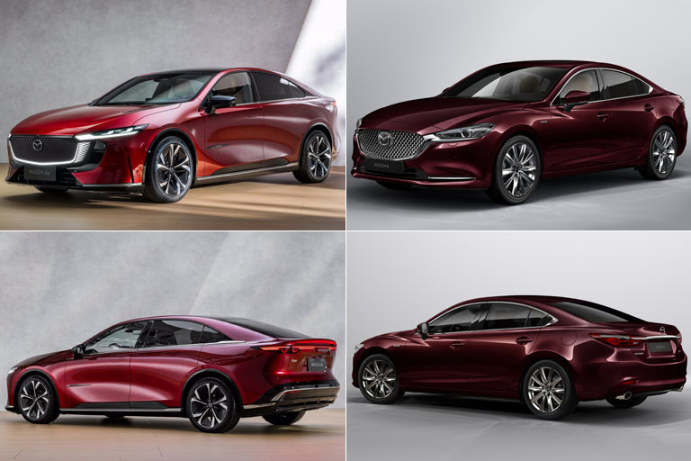 Auch im Außendesign unterscheiden sich Mazda6e und Mazda6 deutlich. Meist gewinnt die Neuauflage, aber manche Details finden wir auch beim bekannten Modell schöner