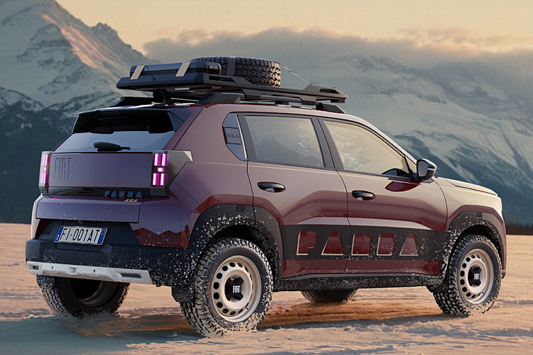 Vorne Verbrenner, hinten Elektro: Fiat verzichtet aufs vollelektrische Konzept. Dass das Auto so in Serie kommt, ist nicht bestätigt, aber wahrscheinlich