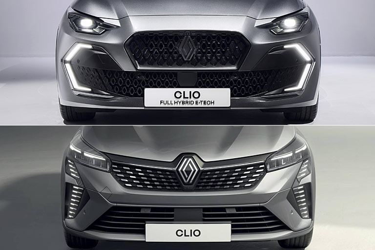 Clio VI und Clio V (Facelift 2023) im Vergleich: Der neue wirkt wuchtiger, der bisherige freundlicher