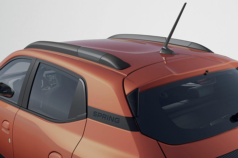 Im Detail sieht das so aus. An der bei Sandero & Co. längst abgeschafften großen Dachantenne und den primitiven Türgriffen hält Dacia beim Spring fest