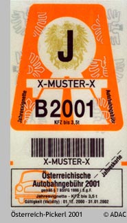 Österreich-Pickerl 2001 | Bild: ADAC